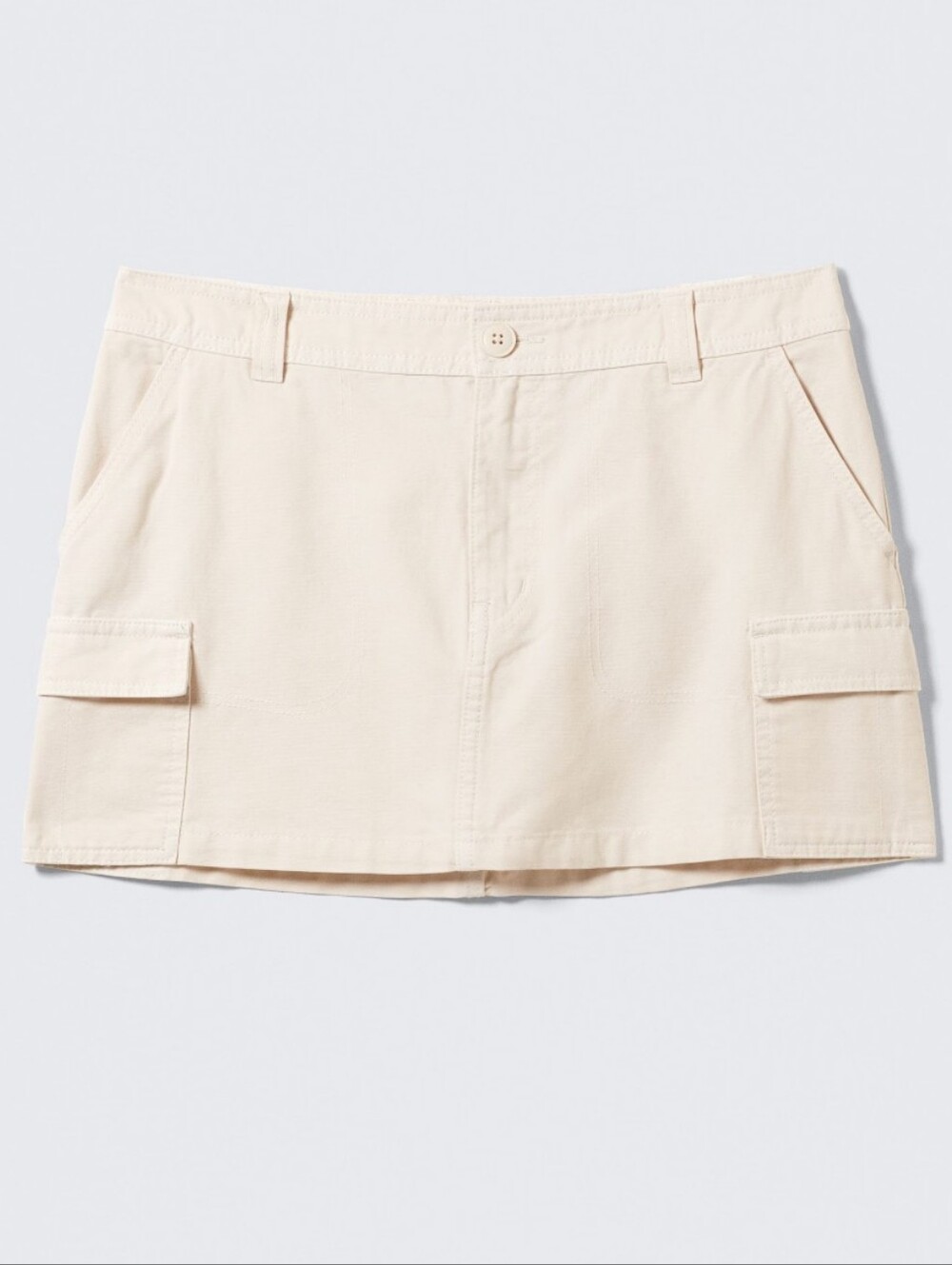 Cotton Cargo Mini Skirt-Short in Cream